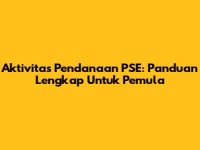 Aktivitas Pendanaan PSE: Panduan Lengkap Untuk Pemula
