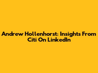 Andrew Hollenhorst: Insights From Citi On LinkedIn