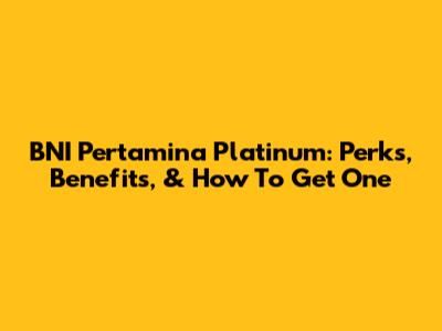 BNI Pertamina Platinum: Perks, Benefits, & How To Get One