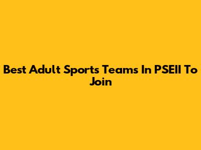 Best Adult Sports Teams In PSEII To Join