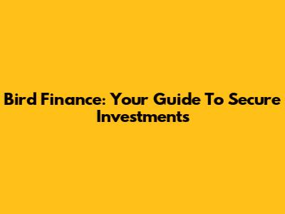 Bird Finance: Your Guide To Secure Investments