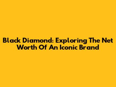 Black Diamond: Exploring The Net Worth Of An Iconic Brand