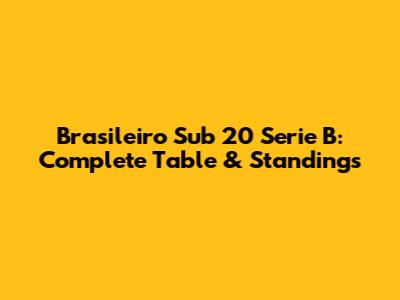 Brasileiro Sub 20 Serie B: Complete Table & Standings