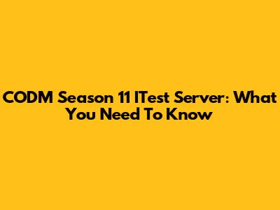 CODM Season 11 ITest Server: What You Need To Know