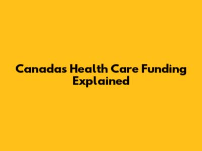 Canada's Health Care Funding Explained
