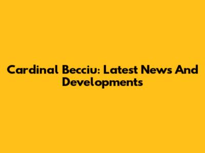 Cardinal Becciu: Latest News And Developments