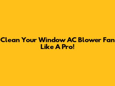 Clean Your Window AC Blower Fan Like A Pro!