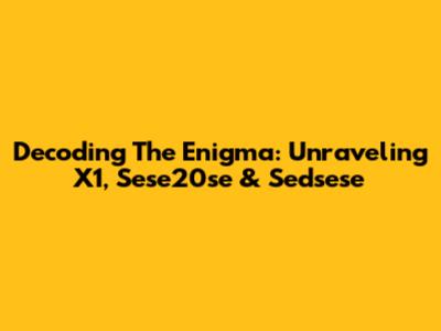 Decoding The Enigma: Unraveling X1, Sese20se & Sedsese