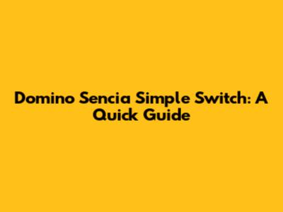 Domino Sencia Simple Switch: A Quick Guide