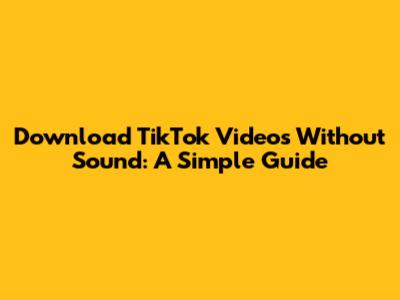 Download TikTok Videos Without Sound: A Simple Guide