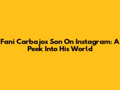 Fani Carbajo's Son On Instagram: A Peek Into His World