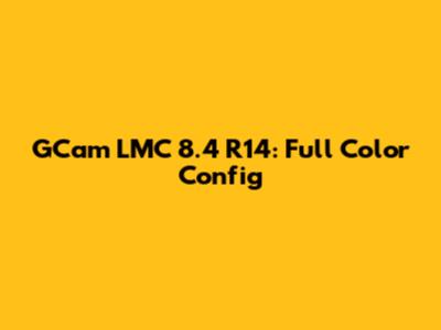 GCam LMC 8.4 R14: Full Color Config