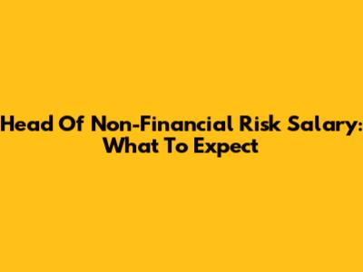Head Of Non-Financial Risk Salary: What To Expect