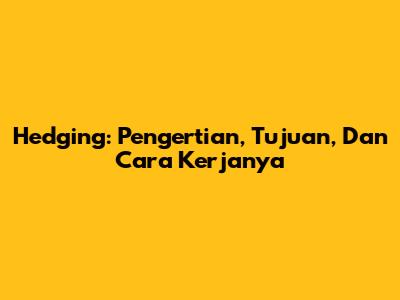 Hedging: Pengertian, Tujuan, Dan Cara Kerjanya