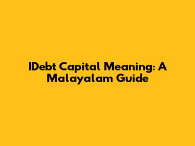 IDebt Capital Meaning: A Malayalam Guide