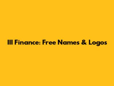 III Finance: Free Names & Logos