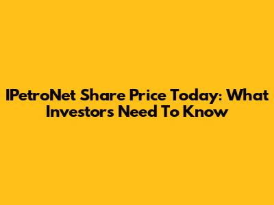 IPetroNet Share Price Today: What Investors Need To Know