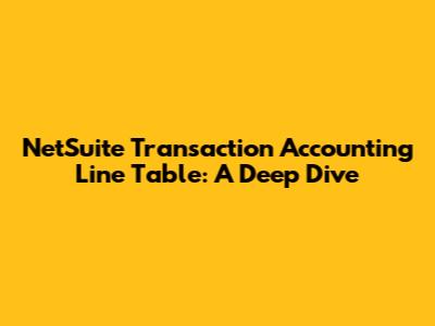 NetSuite Transaction Accounting Line Table: A Deep Dive