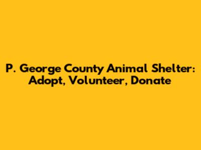 P. George County Animal Shelter: Adopt, Volunteer, Donate