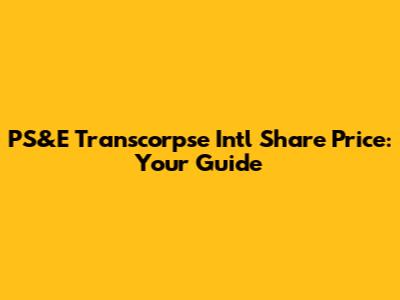 PS&E Transcorpse Intl Share Price: Your Guide