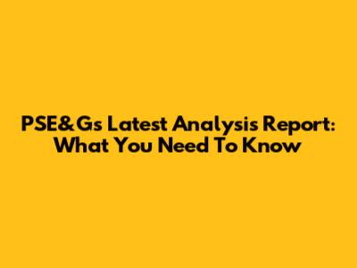 PSE&G's Latest Analysis Report: What You Need To Know