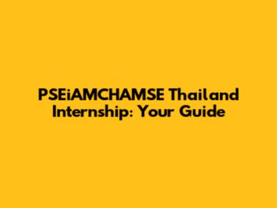 PSEiAMCHAMSE Thailand Internship: Your Guide