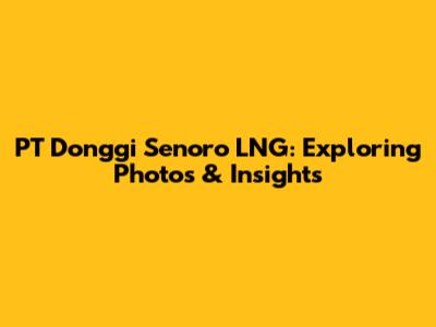 PT Donggi Senoro LNG: Exploring Photos & Insights