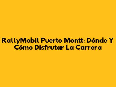 RallyMobil Puerto Montt: Dónde Y Cómo Disfrutar La Carrera