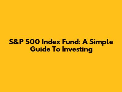 S&P 500 Index Fund: A Simple Guide To Investing