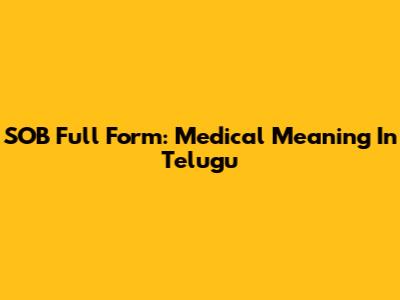 SOB Full Form: Medical Meaning In Telugu