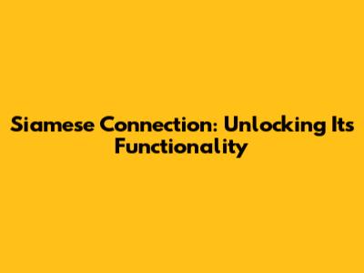 Siamese Connection: Unlocking Its Functionality