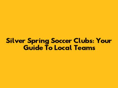 Silver Spring Soccer Clubs: Your Guide To Local Teams