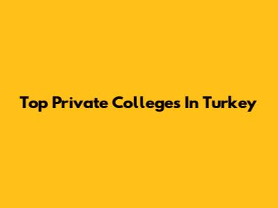 Top Private Colleges In Turkey