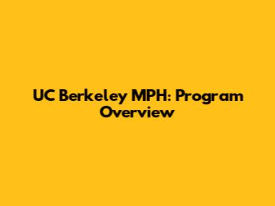 UC Berkeley MPH: Program Overview